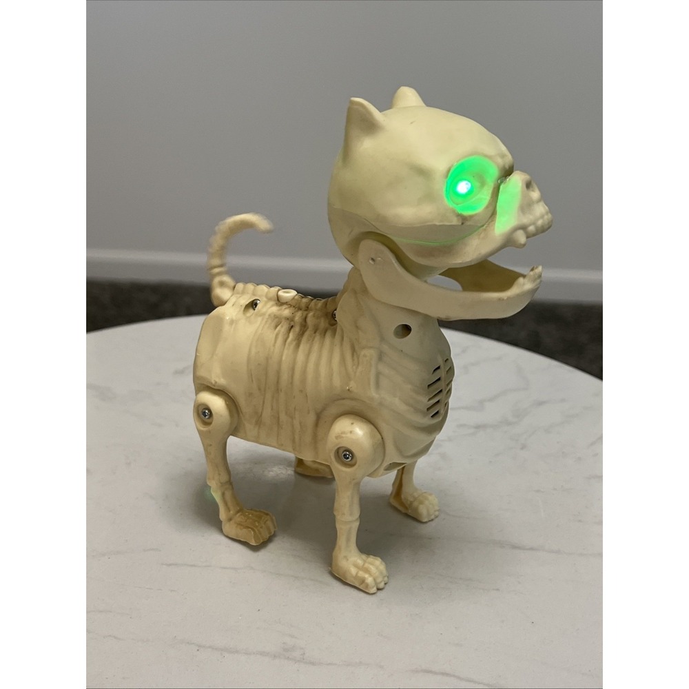Halloween Decoration Animated Skeleton Dog Lights up Jaw Tail Move Sound 7"